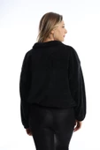 Kadın Dik Yaka Fermuarlı Peluş Siyah thumbnail 10