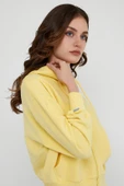 Kadın yarasa Kol Oversize Karbon Fırçalı 3 İplik Sweatshirt  Sarı thumbnail 9