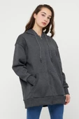 Ünisex Fermuarlı Sweatshirt  Antrasit - 5