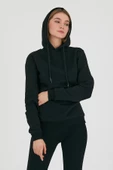 Kadın Kapüşonlu 3 iplik Sweatshirt  Siyah thumbnail 10