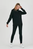Kadın Kapüşonlu 3 iplik Sweatshirt  Siyah thumbnail 4