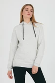 Kadın Kapüşonlu 3 iplik Sweatshirt  Gri Melanj thumbnail 6