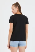 Kadın %100 Pamuk V Yaka 3lü T-shirt Paketi  Su Yeşili - 10