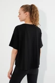 Kadın Baskılı Oversize T-shirt  Siyah thumbnail 4