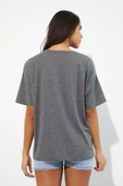 Kadın Baskılı Oversize T-shirt Antrasit thumbnail 5