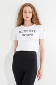 Kadın Baskılı T-shirt Beyaz thumbnail 6