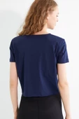 Kadın Baskılı T-shirt Lacivert thumbnail 4