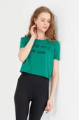 Kadın Baskılı T-shirt Yeşil thumbnail 4