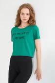 Kadın Baskılı T-shirt Yeşil thumbnail 1