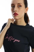 Kadın Do It For You Yazı Baskılı Tişört Lacivert - 2