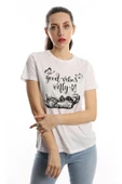 Kadın Good Vibes Only Yazı Baskılı Tişört Beyaz thumbnail 2