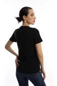 Kadın Bisiklet Yaka Minimal Project Baskılı Regular Fit Tişört Siyah - 3
