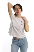 Kadın Bisiklet Yaka Game Over Kedi Baskılı Regular Fit Tişört Beyaz - 4