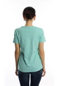 Kadın Bisiklet Yaka Minimal Project Baskılı Regular Fit Tişört Turkuaz thumbnail 4