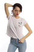 Kadın Bisiklet Yaka Game Over Kedi Baskılı Regular Fit Tişört Beyaz - 2