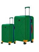 Büyük Ve Kabin Boy 2'li Valiz Seti %100 Polikarbon Valiz 4x2 Teker Yeşil 1088 thumbnail 1