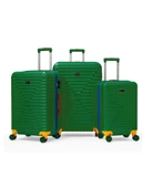 3'lü Valiz Seti %100 Polikarbon Valiz 4x2 Teker Yeşil 1088 - 1