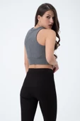 Kadın Kaşkorse Crop Atlet   Gri - 5