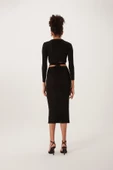 Çapraz Bağcıklı Kruvaze Crop top Siyah - 4