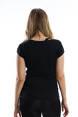 Kadın Kuru Kafa Baskılı Geniş Yakalı T-shirt  Siyah - 4