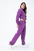 Kadın Korse Detaylı Sweatshirt Mor - 4