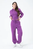 Kadın Korse Detaylı Sweatshirt Mor - 3