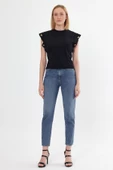 Kadın Basic Geniş Kol T-shirt Siyah - 4