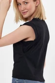 Kadın Basic Geniş Kol T-shirt Siyah - 5