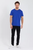 Erkek Pamuk Modal Regular Fit T-shirt Saks - 3