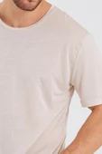 Erkek Tencel Kumaş Oversize T-shırt Taş - 2