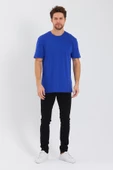 Erkek Pamuk Modal Oversize T-shirt Saks - 3