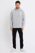 Erkek Oversize Baskılı Sweatshirt Gri Melanj - 2