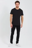 Erkek Pamuk Modal Regular Fit T-shirt Siyah - 3