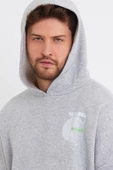 Erkek Oversize Baskılı Sweatshirt Gri Melanj - 4
