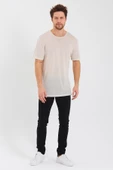 Erkek Tencel Kumaş Oversize T-shırt Taş - 3