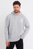 Erkek Oversize Baskılı Sweatshirt Gri Melanj - 1