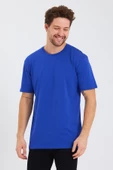 Erkek Pamuk Modal Oversize T-shirt Saks - 4