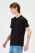 Erkek Bisiklet Yaka Regular Kalıp T-shirt Siyah - 3