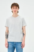 Erkek Bisiklet Yaka Regular Kalıp T-shirt  Kar Melanj - 1