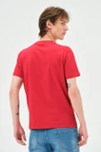 Erkek Bisiklet Yaka Regular Kalıp T-shirt Kırmızı - 4