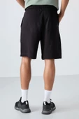 TOMMY LIFE Siyah Pamuklu Kalın Yumuşak Dokulu Comfort Fit Basic Erkek Şort - 81260 - 2