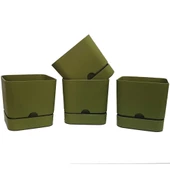 Poliwork 4 lü Begonya Kare 13 cm Plastik Renkli Tabaklı Saksı - 1