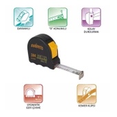 Şerit Metal Bükülebilir Metre 3 m x 16 mm Siyah Renk Düğmeli Ölçüm Ölçme Plastik Kasalı thumbnail 4