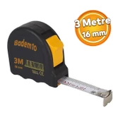 Şerit Metal Bükülebilir Metre 3 m x 16 mm Siyah Renk Düğmeli Ölçüm Ölçme Plastik Kasalı thumbnail 1