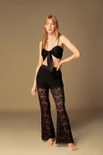 Pijama Takım 1530 Pantolon Büstiyer Sabahlık 3'lü Takım Siyah - 5