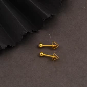 Vidalı 3 mm. 14 Ayar Top Altın Küpe thumbnail 5