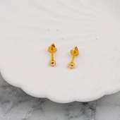 Vidalı 3 mm. 14 Ayar Top Altın Küpe thumbnail 2