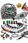 Premium Seri Devirli Çantalı Dramel Gravür Seti Hobi Taşlama Kit, Pro Ahşap oyma Seti Mengene - 3