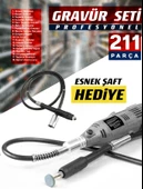 211PCS 450 Watt 6 Kademe Devir Ayarlı PVC Çantalı Hobi Gravür Seti Mini Taşlama  Esnek Şaft Hediye - 3