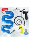 PROXTECH Kompresör Lastik Şişirme, Spiral Hava Hortumu 15 mt Hava Jakı  Hava Tabancası Recor Seti - 2